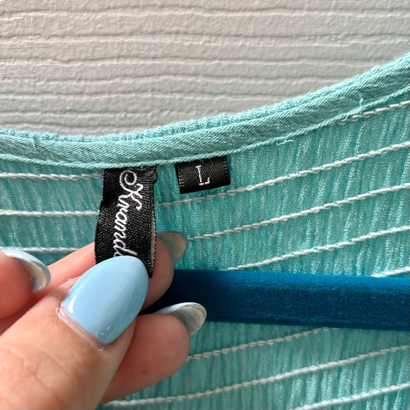 Kranda Flowy Summer Midi Dress in Turquoise Blue, Flutter Sleeves, Tiered Skirt - Picture 6 of 6